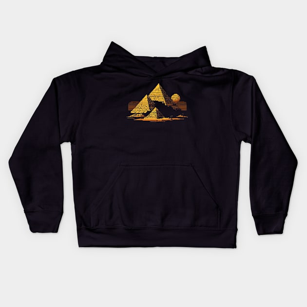 Egyptian Pyramids Pixel Art Kids Hoodie by Pixel-Eye